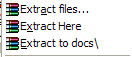 winrar extract files drop-down menu